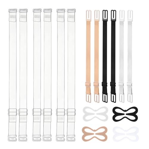 RTRTGS 3 Stück BH Träger Halter Clip +4 Stück BH Träger Clips+3 Pairs Unsichtbare Klare BH Träger Damen Rutschfester Verstellbarer BH Clips für Den Rücken Rutschfester Elastischer BH Träger Clip von RTRTGS