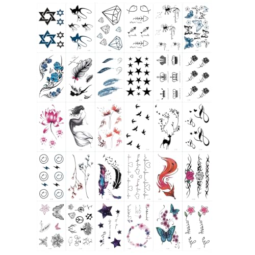 RTRTGS 30 Blätter Wasserdicht Temporäre Fake Tattoos Sticker Tattoos Zum Aufkleben Klebetattoos für Damen, Kinder, Erwachsene, Männer und Frauen RTRTGS 30 Blätter Wasserdicht Temporäre Fake Tattoos Sticker Tattoos Zum Aufkleben Klebetattoos für Damen, Kinder, Erwachsene, Männer und Frauen von RTRTGS