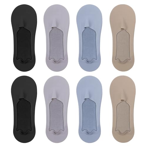 RTRTGS 4 Paar Herren Unsichtbare Socken Rutschfeste Eisseiden-Socken No Show Eisseiden Bootssocken (Größe 39-43) von RTRTGS