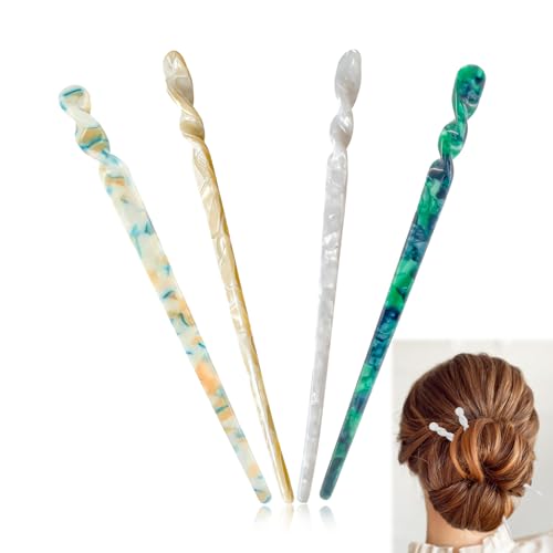 RTRTGS 4 Stück Acetat Haarstäbchen Haarsticks Haarnadel Essstäbchen Retro Vintage-Stil Chinesische Haarnadeln Für Frauen Mädchen von RTRTGS