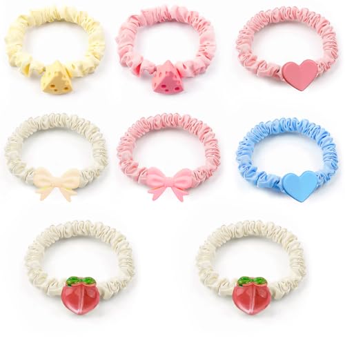 RTRTGS 8 Stück Haargummis Seide Scrunchies Satin für Damen, Haargummi Weich Elastisch Silk Groß für Damen Frauen Mädchen von RTRTGS