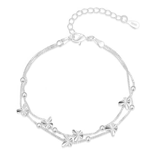 RTRTGS Armband für Damen Schmetterlinge mit Perlen Verstellbare Layered Freundschaftsarmbänder Geschenke für Frauen (17,7 Zoll) von RTRTGS
