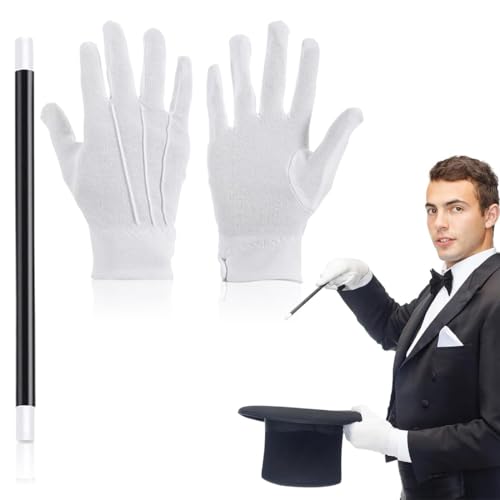 RTRTGS zauberstab kinder klassisch zauberstäbe kinder Magischer Zauberstab Magischer Zauberstab Schwarz Kunststoff Zauberstab Sicher Verletzen Nicht Hände Ausfahrbar Science Fic mit weißen Handschuhen von RTRTGS