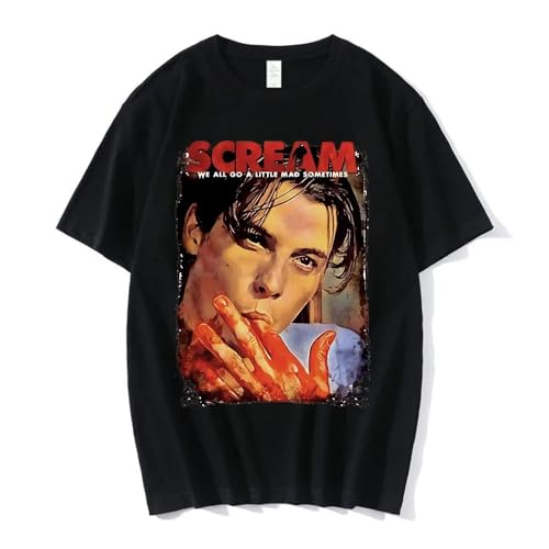 RTRTRwtuW Herren T-Shirt Schwarz 3XL Kurzarm Klassische Passform Floral Letter Print T-Shirt Herbst Horror-Fans Erwachsene Männer große Größe von RTRTRwtuW