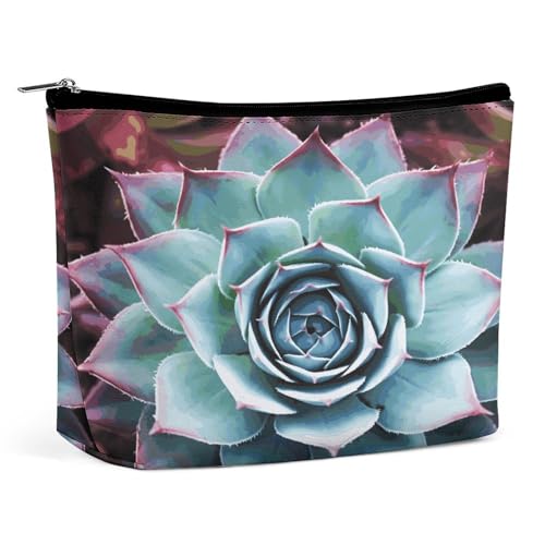 RTSEBVN Make-up-Tasche, niedlicher Kulturbeutel, großes Fassungsvermögen, Sukkulenten-Druck, Kosmetiktasche für Damen, Stil, Einheitsgröße, Make-up-Taschen, Stil:, Einheitsgröße, Make-up-Taschen von RTSEBVN