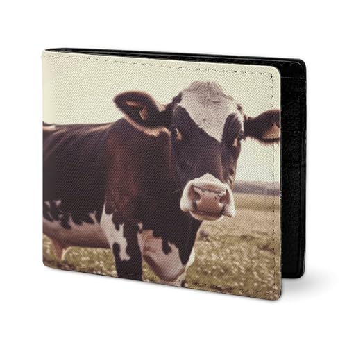 RTSEBVN Niedliche Geldbörse aus Köperleder, Kartenhalter, Fashio, Tier, Kuhdruck, kleine Geldbörse, geeignet für tägliche Reisen, Stil, Einheitsgröße, Köperleder-Geldbörse, Stil:, Einheitsgröße von RTSEBVN