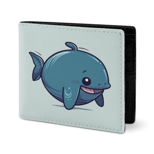 RTSEBVN Niedliche Geldbörse aus Twill-Leder, Kartenhalter, Fashio, schöner fetter Wal-Druck, kleine Geldbörse, geeignet für tägliche Reisen, Stil, Einheitsgröße, Köperleder-Geldbörse, Stil von RTSEBVN