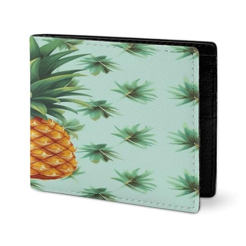 RTSEBVN Niedliche Geldbörse aus Twill-Leder, Kartenhalter, Fashio, tropische Früchte, Ananas-Druck, kleine Geldbörse, geeignet für tägliche Reisen, Stil, Einheitsgröße, Köperleder-Geldbörse, Stil von RTSEBVN