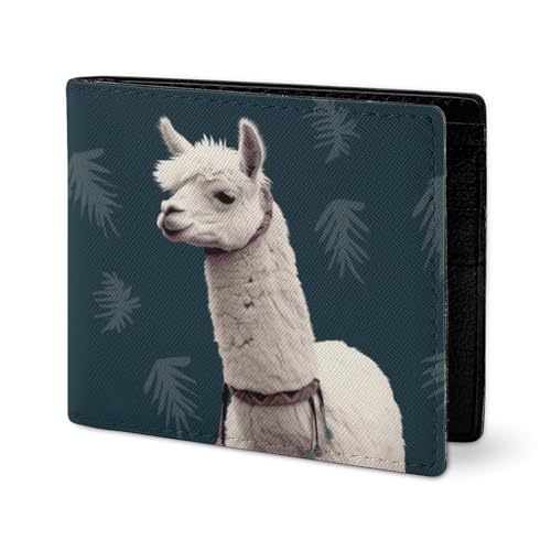 RTSEBVN Niedliche Geldbörse aus Twill-Leder, Kartenhalter, Fashio A weißer Alpaka-Druck, kleine Geldbörse, geeignet für tägliche Reisen, Stil, Einheitsgröße, Köperleder-Geldbörse, Stil:, Einheitsgröße von RTSEBVN