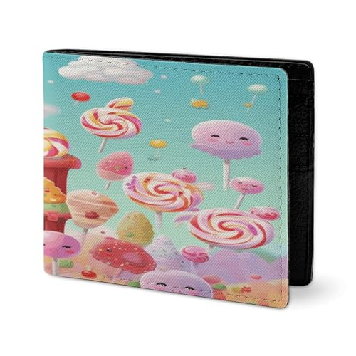 RTSEBVN Niedliche Geldbörse aus Twill-Leder, Kartenhalter, Fashio Candy Happy Print, kleine Geldbörse, geeignet für tägliche Reisen, Stil, Einheitsgröße, Köperleder, Stil:, Einheitsgröße, Geldbörse von RTSEBVN