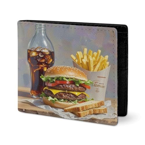 RTSEBVN Niedliche Geldbörse aus Twill-Leder, Kartenhalter, Fashio Fast Food-Enthusiasten, bedruckt, kleine Geldbörse, geeignet für tägliche Reisen, Stil, Einheitsgröße, Köperleder-Geldbörse, Stil von RTSEBVN
