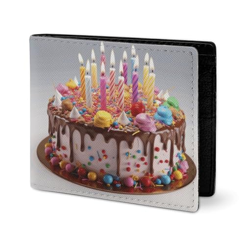 RTSEBVN Niedliche Geldbörse aus Twill-Leder, Kartenhalter, Fashio Happy Birthday, schöner Druck, kleine Geldbörse, geeignet für tägliche Reisen, Stil, Einheitsgröße, Köperleder-Geldbörse, Stil von RTSEBVN