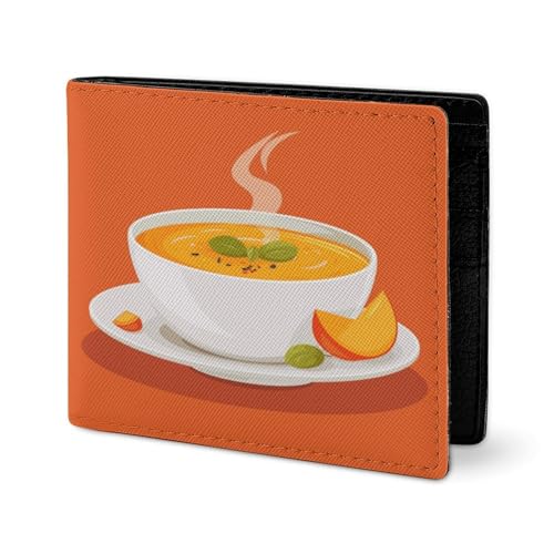 RTSEBVN Niedliche Geldbörse aus Twill-Leder, Kartenhalter, Fashio Kürbis-Suppen-Muster, kleine Geldbörse, geeignet für tägliche Reisen, Stil, Einheitsgröße, Köperleder-Geldbörse, Stil:, Einheitsgröße von RTSEBVN