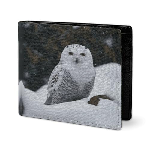 RTSEBVN Niedliche Geldbörse aus Twill-Leder, Kartenhalter, Fashio Schnee-Eule, bedruckt, kleine Geldbörse, geeignet für tägliche Reisen, Stil, Einheitsgröße, Köperleder-Geldbörse, Stil:, Einheitsgröße von RTSEBVN