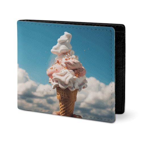 RTSEBVN Niedliche Geldbörse aus Twill-Leder, Kartenhalter, Fashio Wolken-Eiscreme-Druck, kleine Geldbörse, geeignet für tägliche Reisen, Stil, Einheitsgröße, Köperleder-Geldbörse, Stil:, Einheitsgröße von RTSEBVN