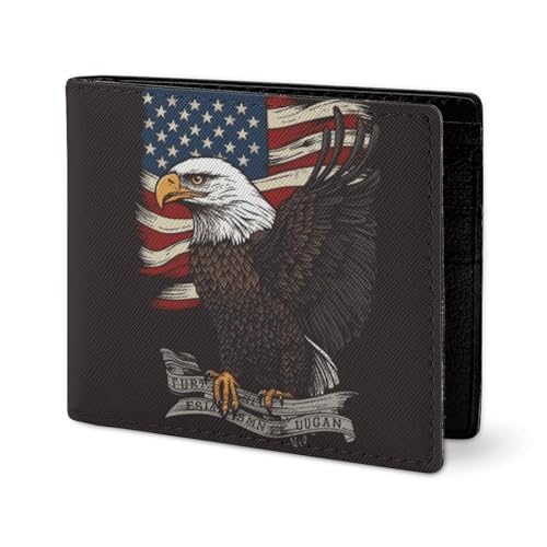 RTSEBVN Niedliche Geldbörse aus Twill-Leder, Kartenhalter, Fashio weißer Kopf, Raptor-Druck, kleine Geldbörse, geeignet für tägliche Reisen, Stil, Einheitsgröße, Köperleder-Geldbörse, Stil von RTSEBVN