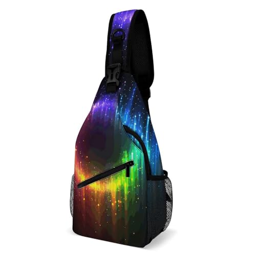 Sling Rucksack, modische Brusttasche, kreativer Regenbogen-Neon-Druck, Crossbody-Rucksäcke für Männer und Frauen, Stil, 38 x 20 cm, voll bedruckte Brusttasche, Stil:, 38x20cm, Vollständig bedruckte von RTSEBVN