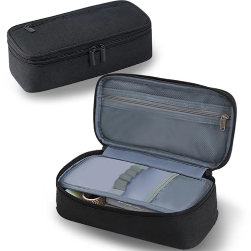 RTSHUK Federmäppchen Mäppchen, 5 Fächer Federtasche Großer Vorrat Tragbares Federmappe mit Reißverschluss Mädchen Jungen Teenager Kapazität Pencil Case für Büro Schulmäppchen Schwarz von RTSHUK