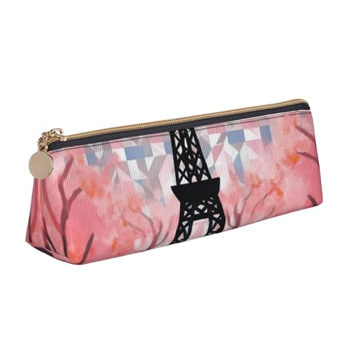 RTSTNMBD Federmäppchen aus Leder mit Reißverschluss – Stylisches Leder Stifthalter Stifteetui für Damen und Herren – Leder-Federmäppchen mit zitronengelben Streifen, Stifteetui für Arbeit, Büro und von RTSTNMBD