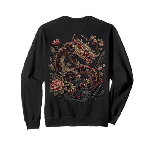 Drachen Streetwear Aesthetic Retro Mode Dragon Damen Herren Sweatshirt von RTUZ / Backprint Hip Hop Y2K clothes Mädchen Junge
