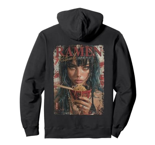 Backprint Pin-up Girl Ramen Noodle Anime Manga Asian Ramen Pullover Hoodie von RTUZ