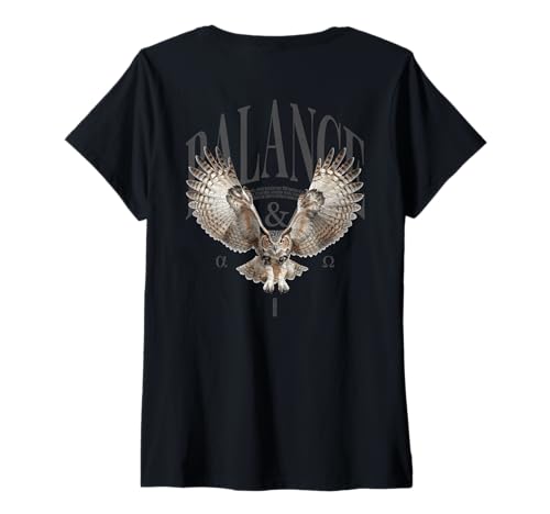 Damen Elegante Nachteule Owl UHU Eulen Vogel backprint Eule T-Shirt mit V-Ausschnitt Damen Elegante Nachteule Owl UHU Eulen Vogel backprint Eule T-Shirt mit V-Ausschnitt von RTUZ