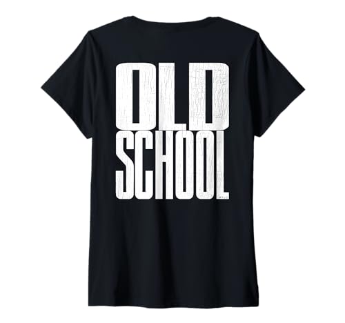Damen OLD SCHOOL Text 80er 90er Statement Spruch OLD SCHOOL T-Shirt mit V-Ausschnitt von RTUZ