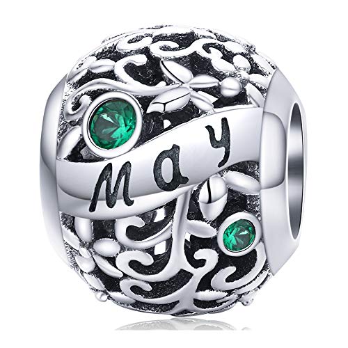 RU-X Charms Anhänger Kompatibel mit Armband,Anhänger 925 Sterling Silber-Geburtsstein Mai… von RU-X
