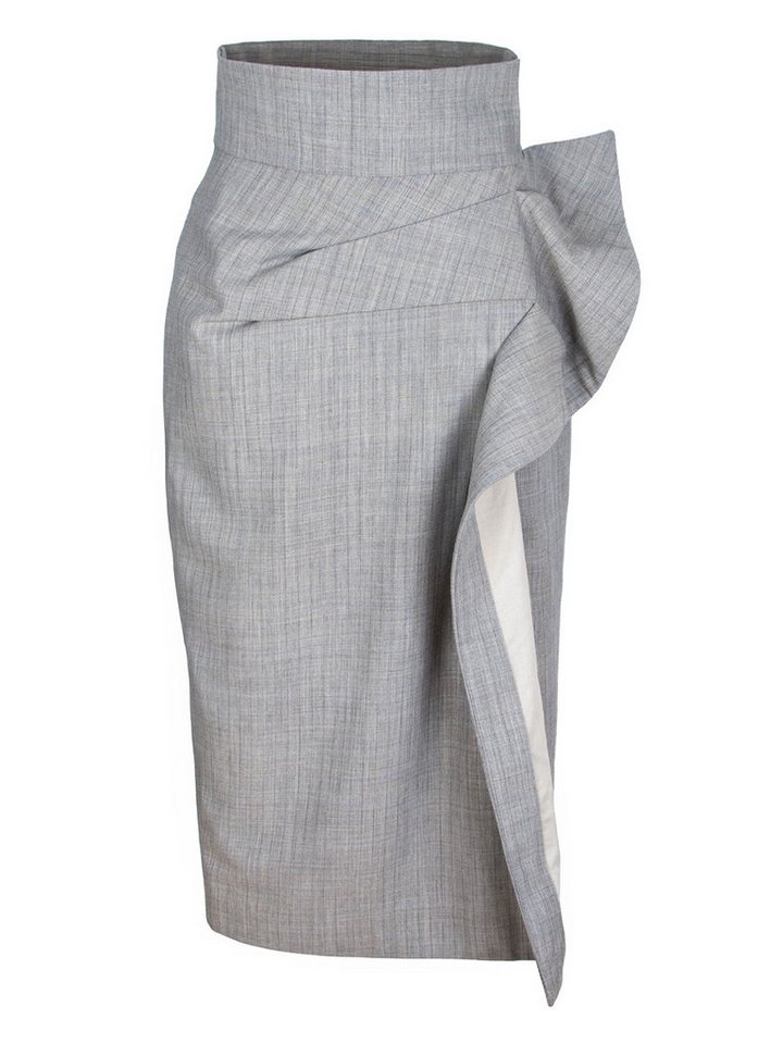 RUA & RUA Bleistiftrock Asymmetrisch aus Wolle Rock Wickelrock In Grau von RUA & RUA