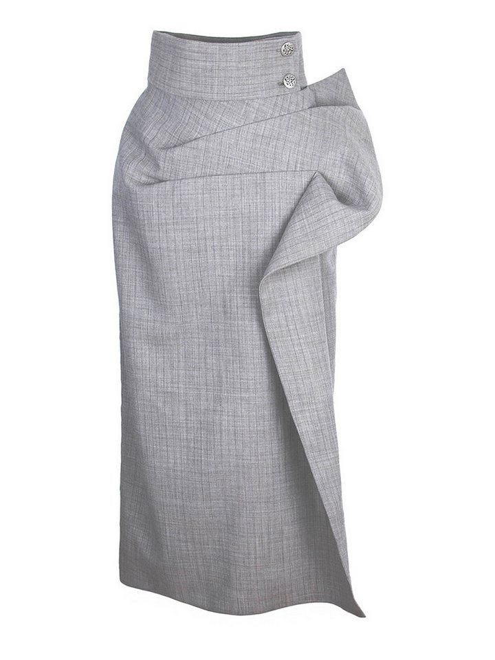 RUA & RUA Bleistiftrock Asymmetrisch aus Wolle Rock Wickelrock In Grau von RUA & RUA