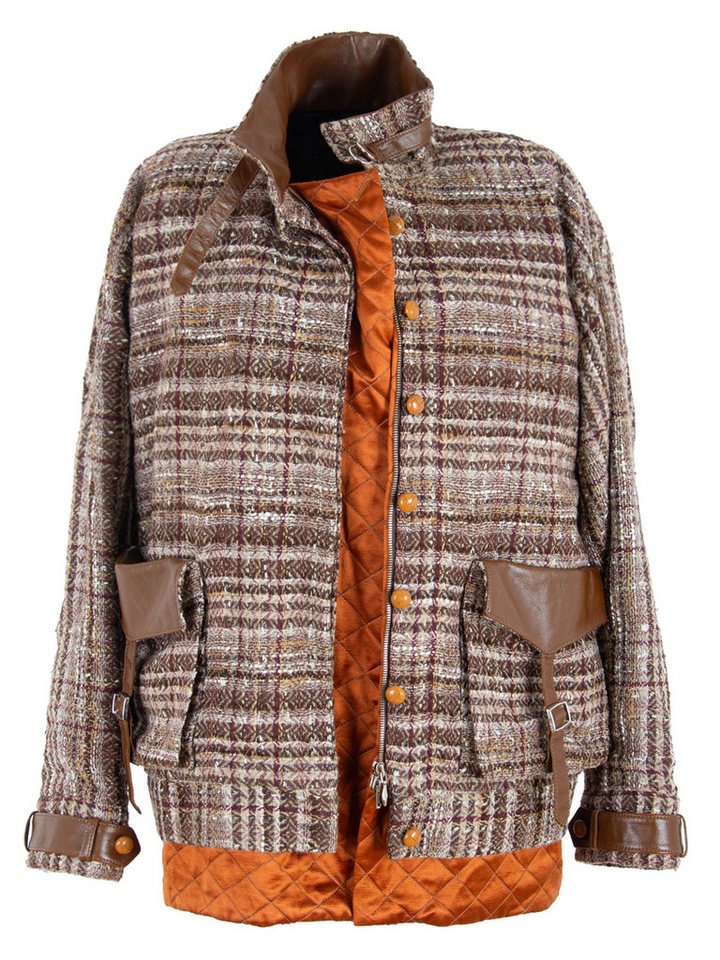 RUA & RUA Blouson Oversized Jacke aus Bouclé-Tweed & Leder von RUA & RUA
