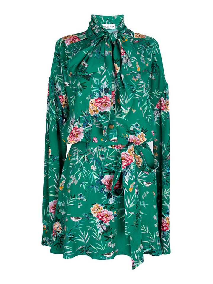 RUA & RUA Blusenkleid Mini-Kleid mit Schleife floralem Print mit Seidenfutter Elegantes Mini-Kleid mit Statement-Schleife, floralem Print von RUA & RUA