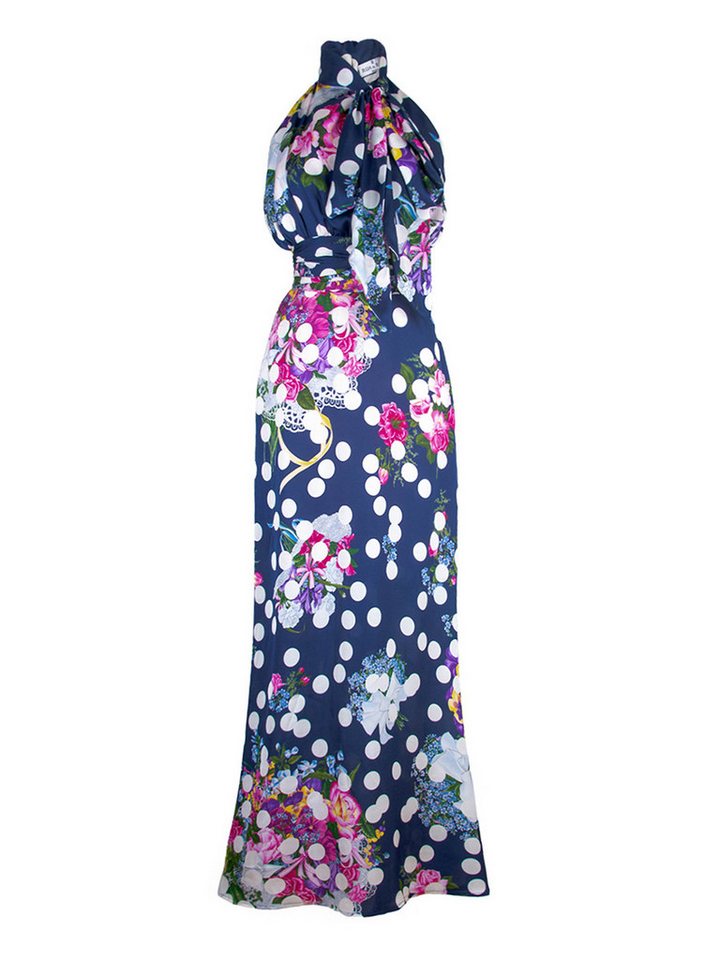 RUA & RUA Cocktailkleid Langes Neckholder-Abendkleid mit Schleife und floralem Polka-Dot-Print (1-tlg) Elegantes Neckholder-Abendkleid von RUA & RUA