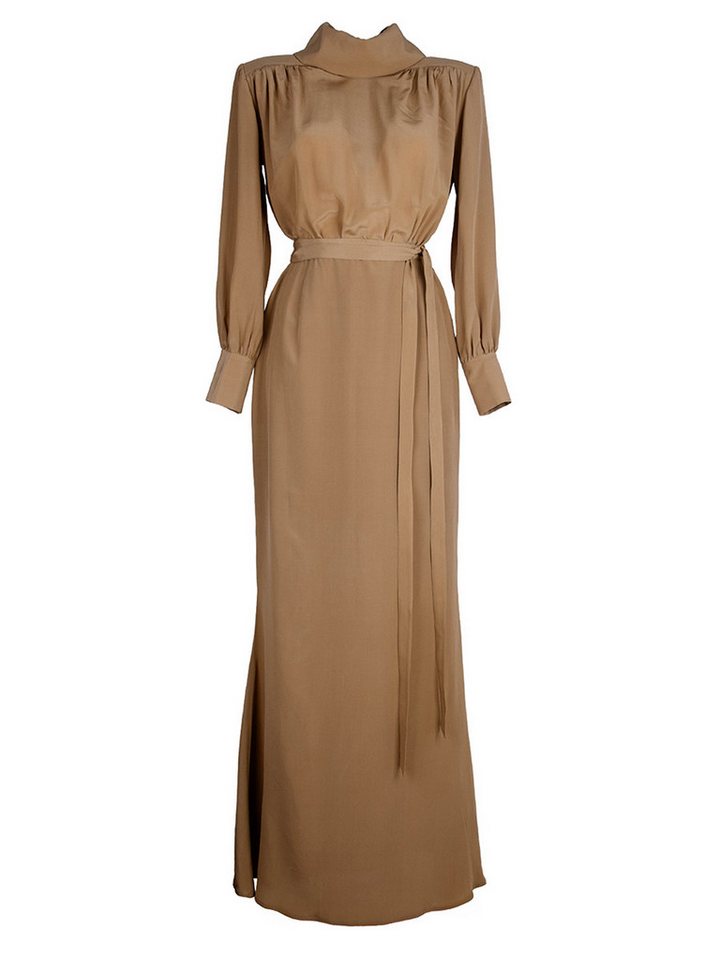 RUA & RUA Cocktailkleid Seidenkleid Lang Maxikleid aus Crepe de Chine mit hohem Kragen Bodentiefe Länge für eine fließende, feminine Silhouette von RUA & RUA