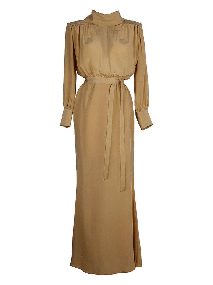RUA & RUA Cocktailkleid Seidenkleid Maxikleid aus Crepe de Chine mit hohem Kragen Bodentiefe Länge für eine fließende, feminine Silhouette von RUA & RUA
