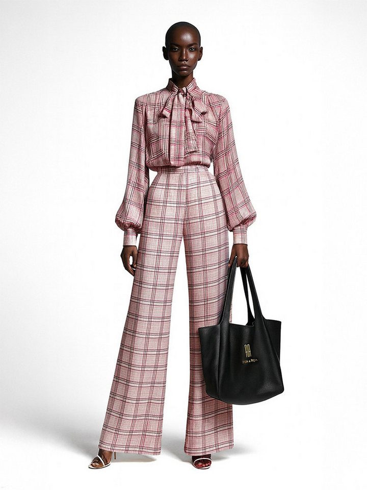 RUA & RUA Marlene-Hose aus reiner Seide mit Karomuster Seidenhose von RUA & RUA