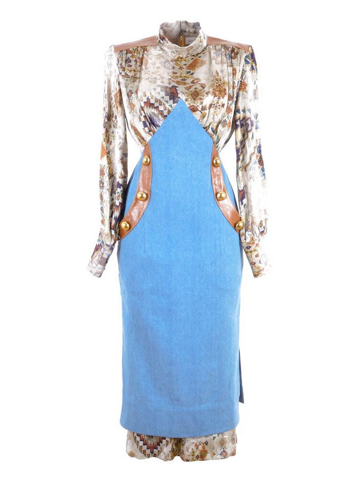 RUA & RUA Midikleid Kleid aus Denim Seide & Leder Etuikleid RUA & RUA Midikleid Kleid aus Denim Seide & Leder Etuikleid von RUA & RUA