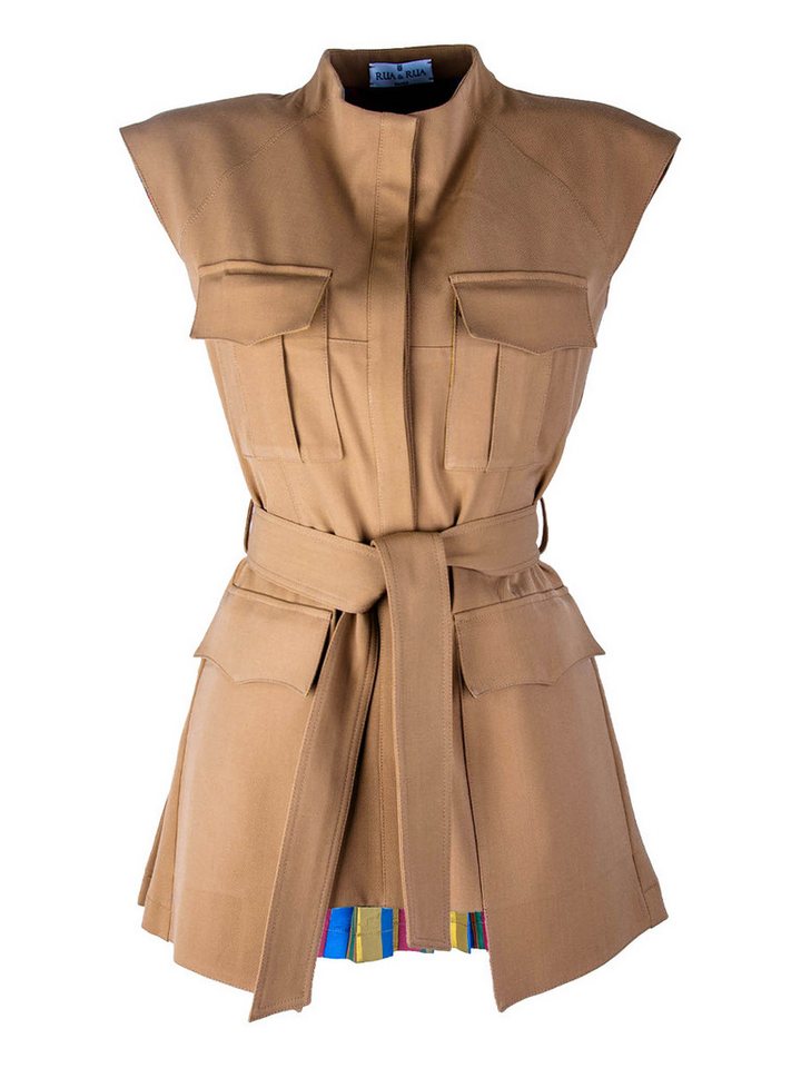 RUA & RUA Military-Jacke Ärmellose Jacke Weste aus Woll-Gabardine mit Bindegürtel von RUA & RUA