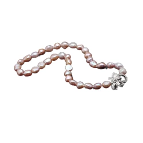 RUAJOGYNVM Echte Süßwasserperlenkette for Frauen, 9–10 mm, barocker Hochzeitsschmuck, Mädchen, Geburtstag, bestes Geschenk, weiße natürliche Perlenketten (Color : 6 1/8, Size : Purple peal necklack) von RUAJOGYNVM