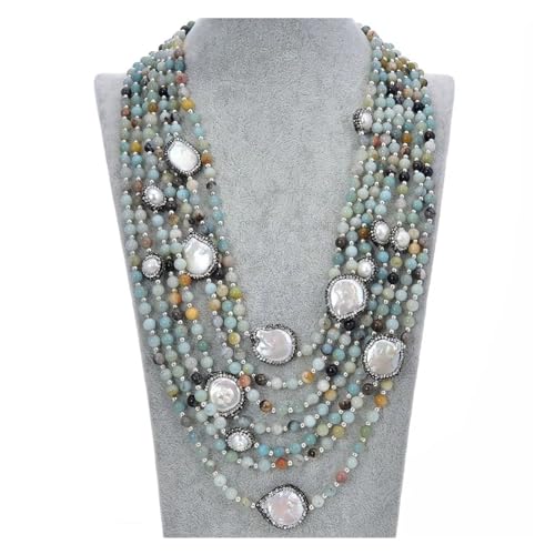 RUAJOGYNVM Schmuck 22''-30" 7 Stränge Facettierte Runde Amazonit Weiße Perlenkette for Frauen RUAJOGYNVM Schmuck 22''-30" 7 Stränge Facettierte Runde Amazonit Weiße Perlenkette for Frauen von RUAJOGYNVM