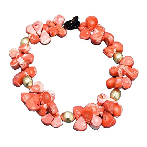 RUAJOGYNVM Schmuck Natural Teardrop Orange Coral Beads Chokers Halskette Handgemacht for Frauen erfüllen Ketten für Damen von RUAJOGYNVM