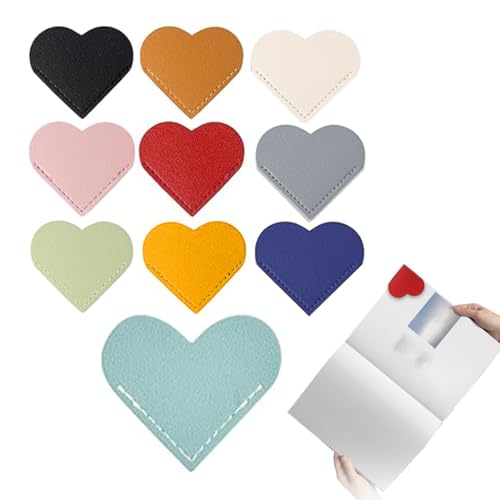 Leder Herz Lesezeichen Ecke Seite Buch Marks Seitenecke Lesezeichen Handgemachtes Buch lesen Geschenk für das Lesen Liebhaber 10 Stück,lesezeichen leder,personalisierte lesezeichen(10 Farben) von RUAVOEY