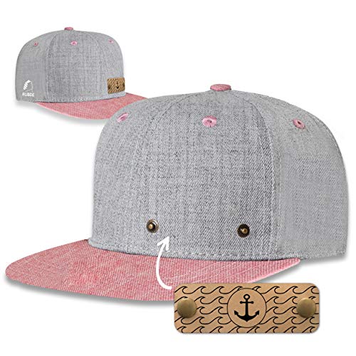 RUBDE Snapback Cap mit wechselbaren Anker-Patch Damen Herren Unisex Rosa S von RUBDE