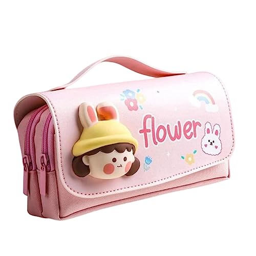 RUDDOG Mäppchen 3D Dekompression Bleistift Casepencil Bag Cartoon School Schreibbeutel Schüler Stiftkoffer Kinder Stiftbeutel-Rosa von RUDDOG