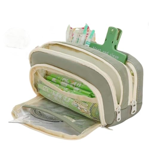 RUDDOG Mäppchen Große Kapazität Bleistift Tasche Multifunktionale Briefpapier Box Studenten Multi-Layer Transparente Aufbewahrungskoffer Stift Tasche-Grün von RUDDOG