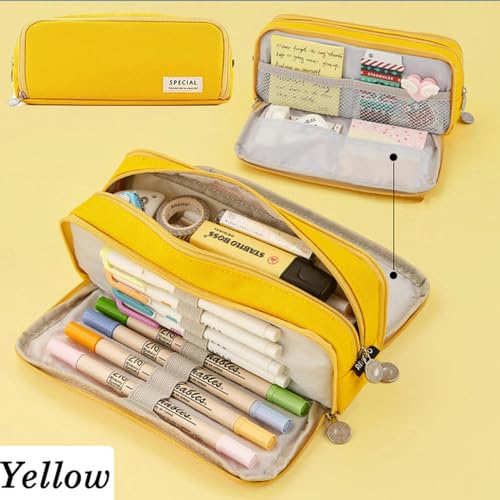 RUDDOG Mäppchen Kawaii Bleistifttasche Große Kapazität Organisator Pen Case Beutel Box Koreanische Mädchen Zurück In Die Schulmaterial-Gelb-B von RUDDOG