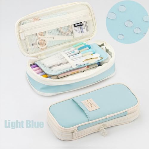 RUDDOG Mäppchen Kawaii Bleistifttasche Große Kapazität Organisator Pen Case Beutel Box Koreanische Mädchen Zurück In Die Schulmaterial-Hellblau-A von RUDDOG