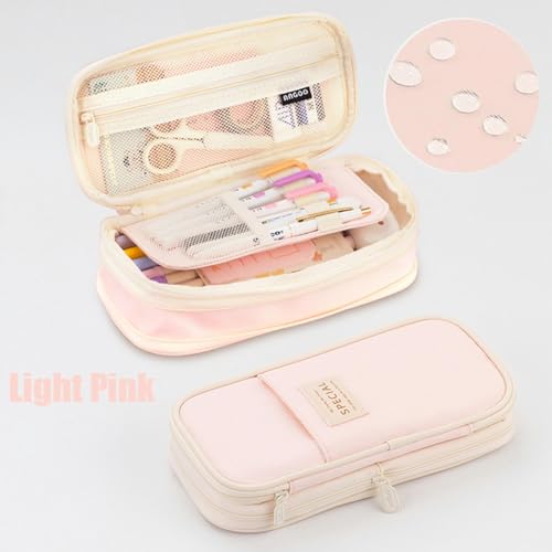 RUDDOG Mäppchen Kawaii Bleistifttasche Große Kapazität Organisator Pen Case Beutel Box Koreanische Mädchen Zurück In Die Schulmaterial-Hellrosa-A von RUDDOG