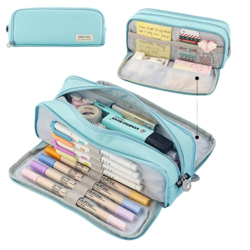 RUDDOG Mäppchen Kawaii Pencil Hülle Große Kapazität Organisator Pen Box -Beutel Für Mädchen Zur Schulbedarf Zubehör Schreibwarenbeutel-Blau-B von RUDDOG