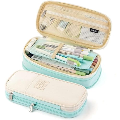 RUDDOG Mäppchen Kawaii Pencil Hülle Große Kapazität Organisator Pen Box -Beutel Für Mädchen Zur Schulbedarf Zubehör Schreibwarenbeutel-Grün-A von RUDDOG